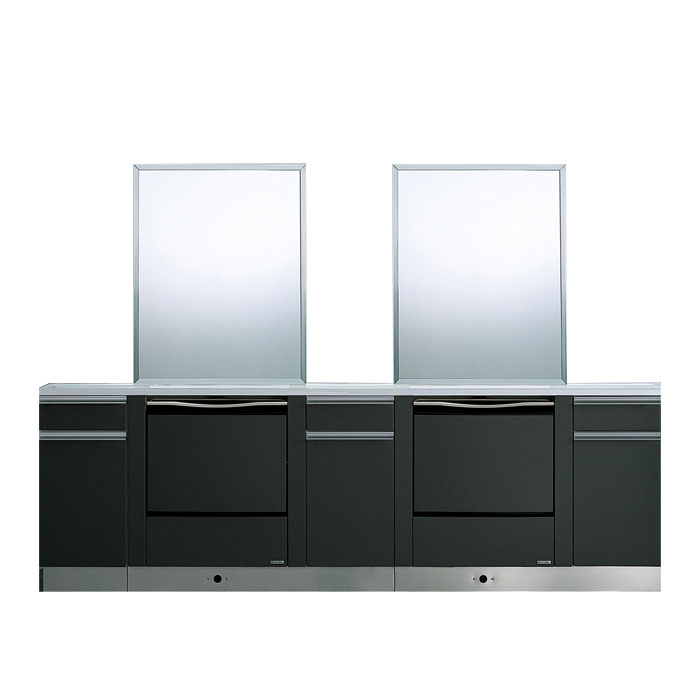 ＜LLサイズ／2連＞キャビネット：ダークグレー（G）／カウンター：グレイッシュストーン